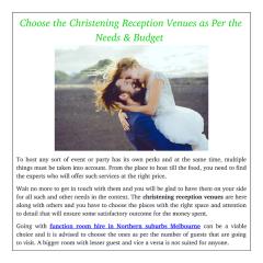 Choose the Christening Reception Venues as Per the Needs & Budget .pdf